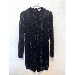 High neck long sleeve velvet black dress size L